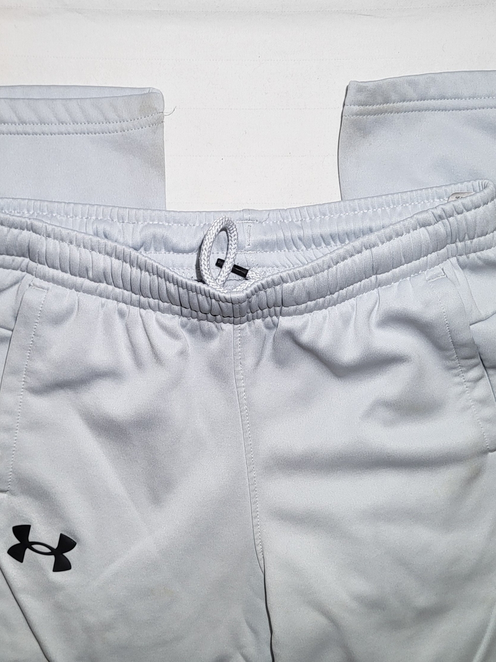 Under Armour Boys Off-White Athletic Joggers with Logo